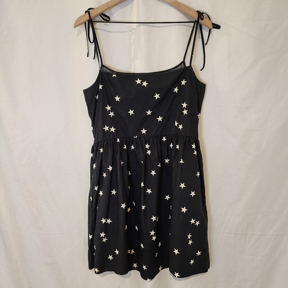 Gap Women's Tie Strap Dress Size 10 Dark Navy Star Print Americana‎ Summer FLAW - Picture 7 of 8